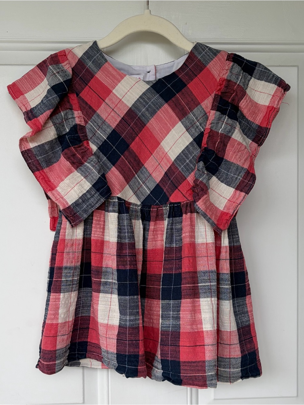 •Bonnie Jean• Girls Plaid Flutter Sleeve Tunic Top – Size 6X